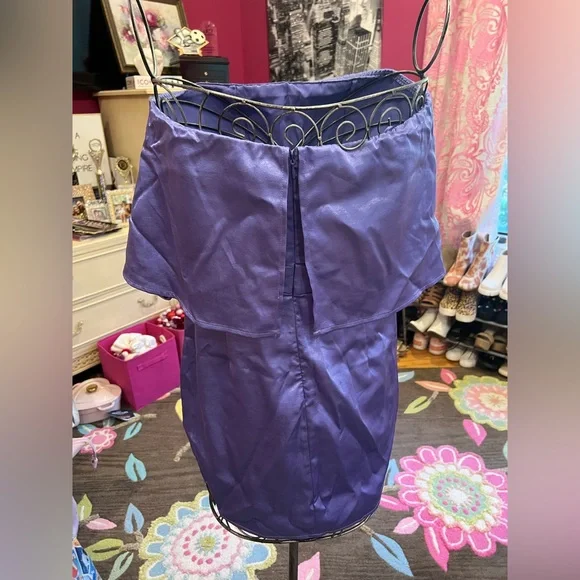 Blue Blush Purple Dress | Purple Mini Dress | Periwinkle Satin Strapless Dress - Picture 6 of 6